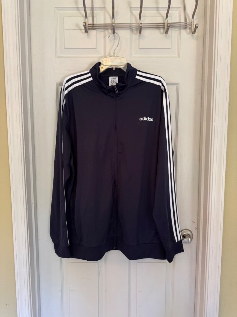 Classic Three Stripe Black & White Men's Adidas Long Sleeve Track Jacket 2XL